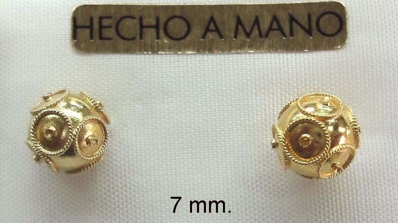 Producto Pendientes bola filigrana 7mm oro de ley